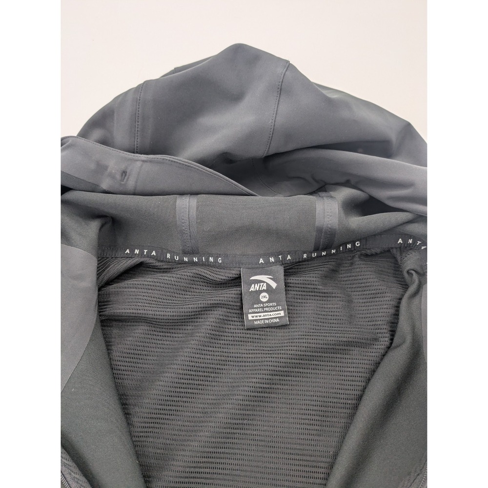 ANTA Men's Full Zip Hooded Jacket Size XXL Black Athletic Track Jacket - Picture 3 of 12